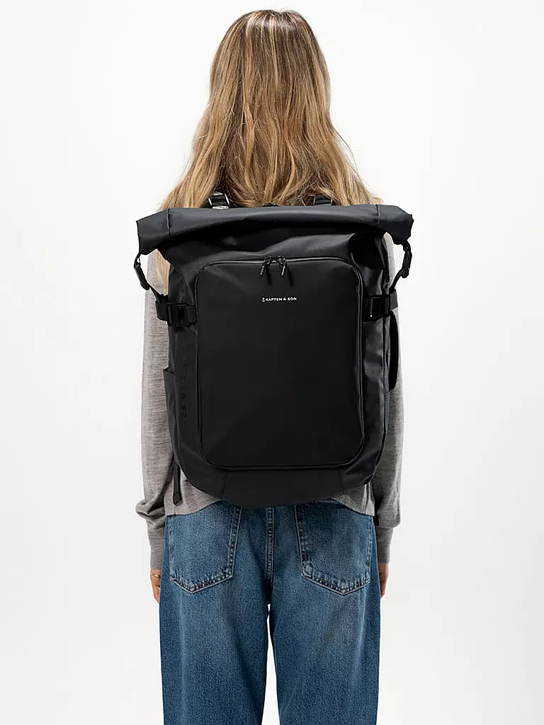 KAPTEN & SON Rucksack LISBON, erweiterbar schwarz