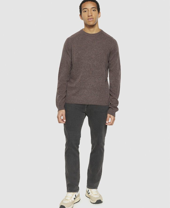 Knowledge Cotton Apparel O-neck wool knit - RWS Demitasse (brown)