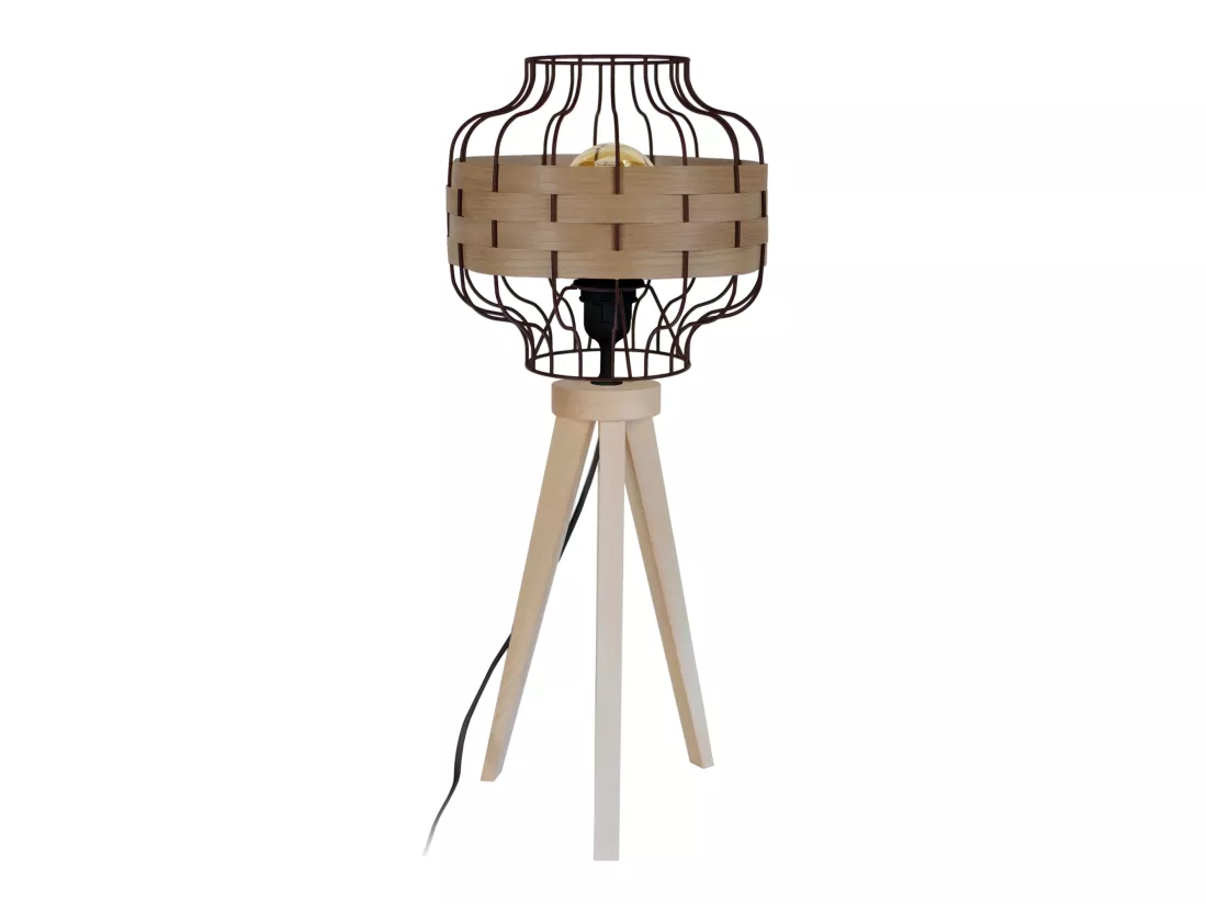 TRESSÉ-RANGOON A - Lampe a poser trépied bois naturel et marron et bois Chêne