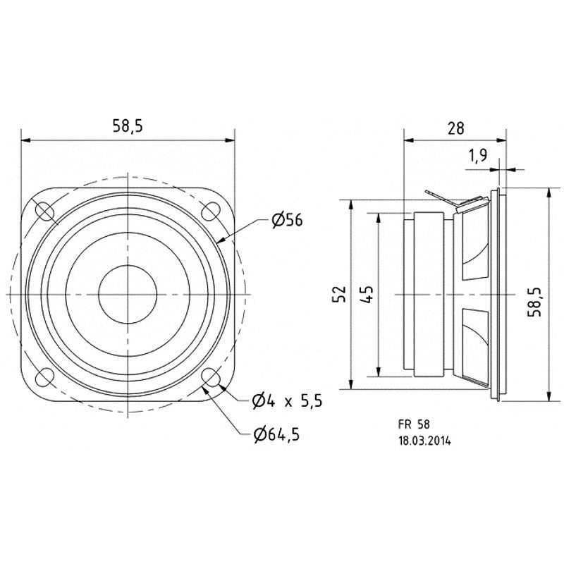 Visaton FR 58 2.3 inch luidspreker 8 Ohm