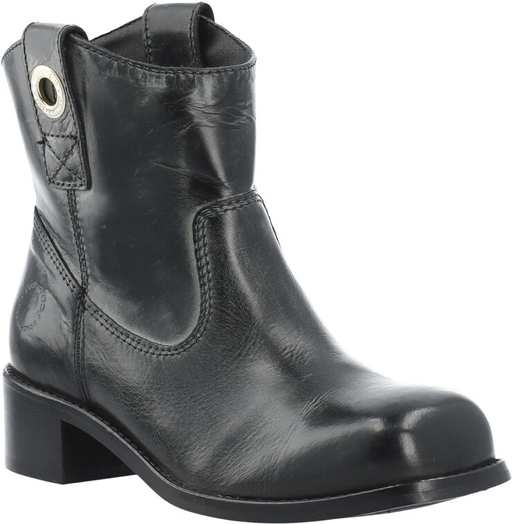 Cashott CASVILMA Pull On Low Cut Boot Waxy Leather Black