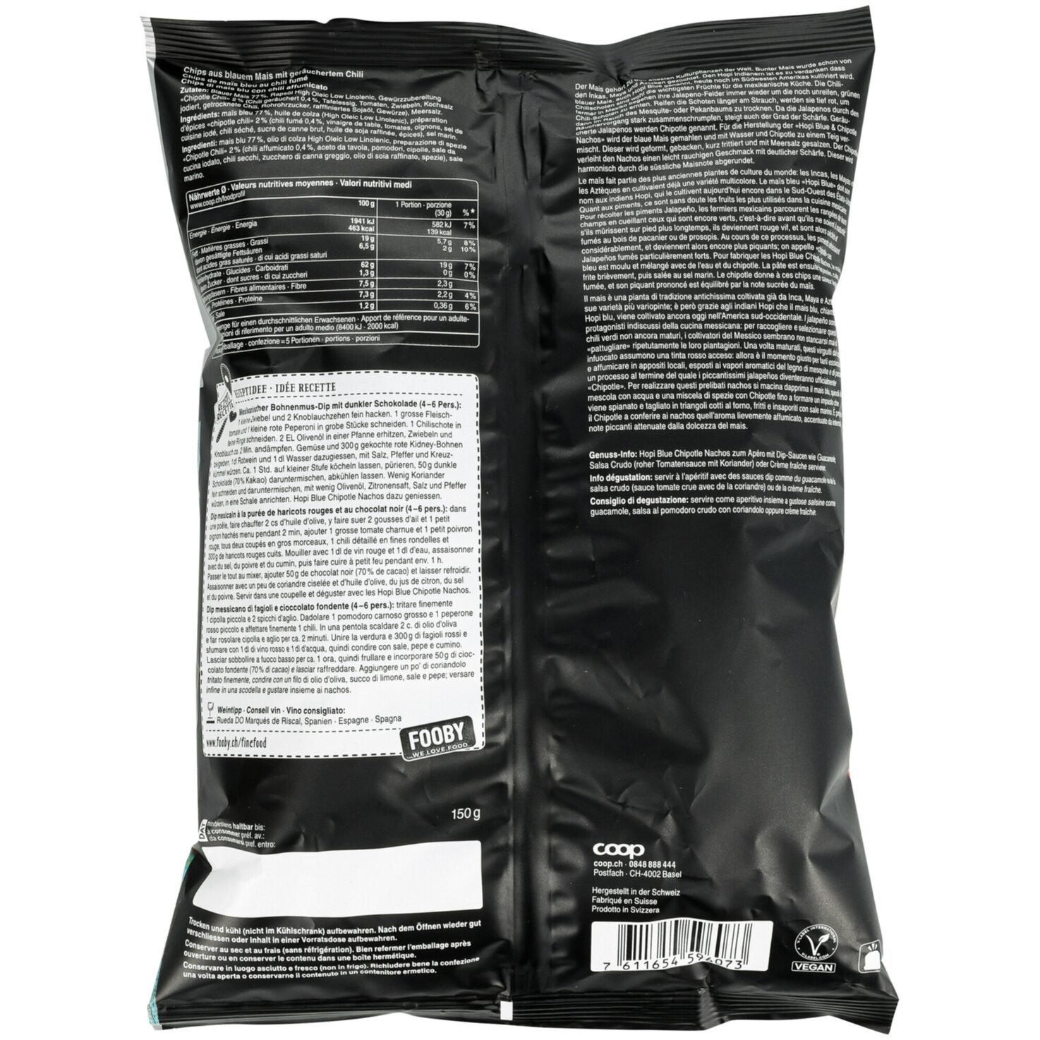 Fine Food Tortilla Chips mit blauem Mais & Chili