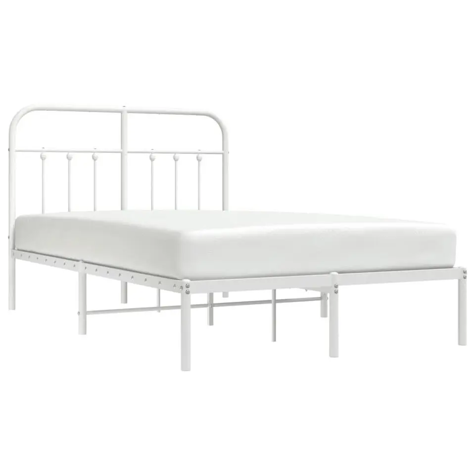 vidaXL - Bed frame met hoofdbord - Wit - Metaal - 120x200 cm