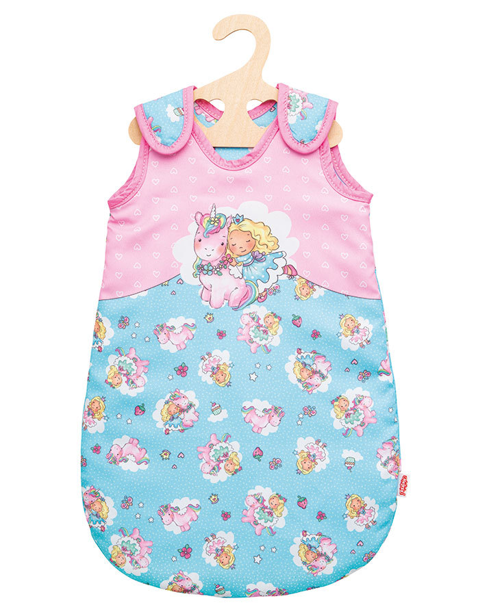Puppen-Schlafsack EINHORN EMIL & FEE EMMA (28-35cm) in hellblau/rosa