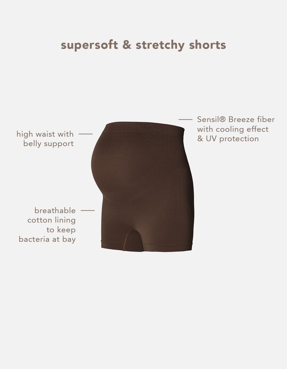 Noppies Maternity Naadloze short Lai Sensil Breeze - Coffee Bean