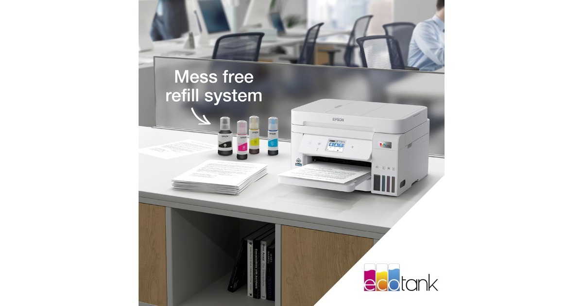 EpsonEcoTank ET-4856 A4 multifunctionele Wi-Fi-printer met inkttank all-in-one inkjetprinter met faxfunctie  (Wit, Scannen, Kopiëren, Faxen, LAN, Wi-Fi, inclusief tot 3 jaar inkt)