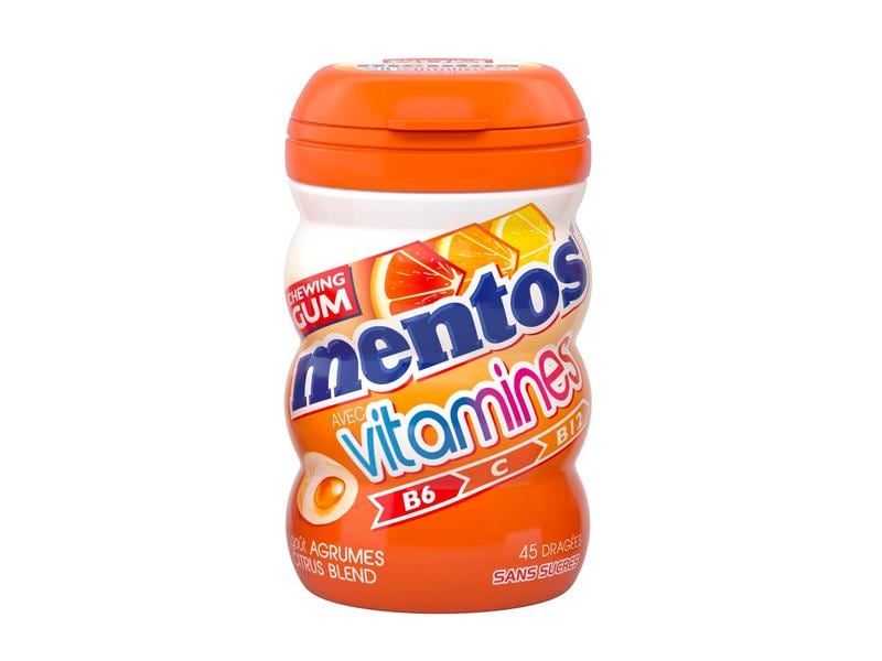 Mentos Kaugummi Vitamines 90 g Zuckerfreier Kaugummi mit Zitrusgeschmack