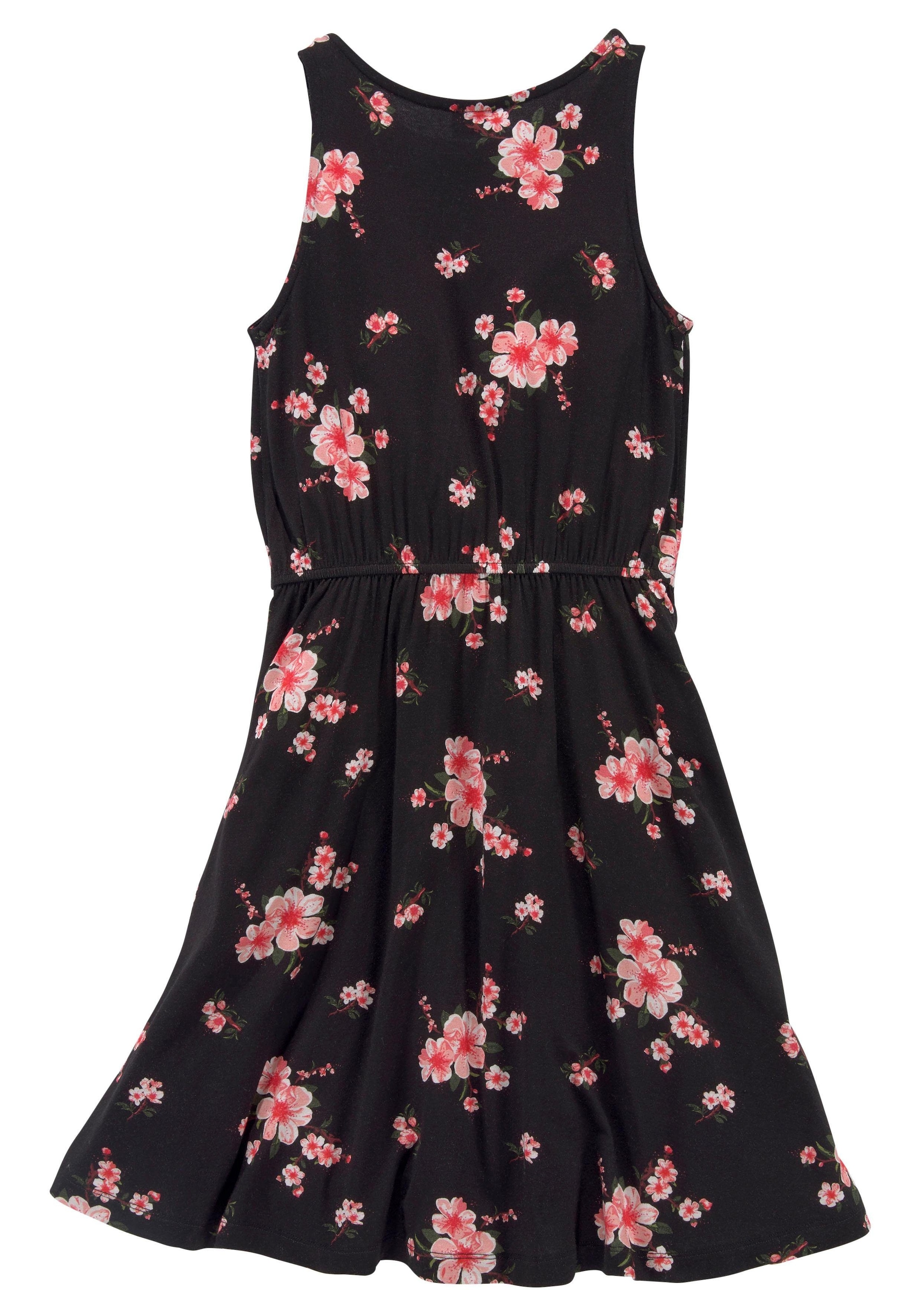 KIDSWORLD Jerseykleid »für Mädchen« sommerlich,  kniefrei,  floral,  aus Viskosemischung,  ärmellos