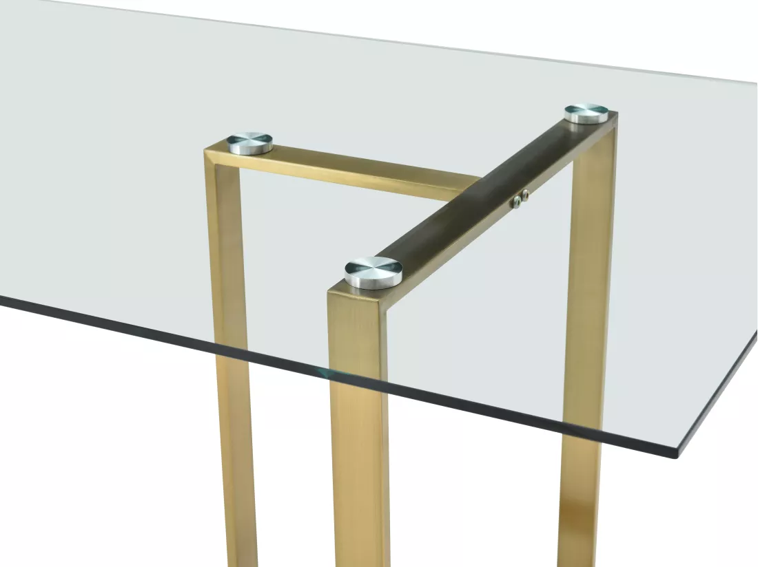 Table à manger 6 personnes en verre trempé et acier inoxydable - Transparent et doré - NILESA II de Pascal Morabito