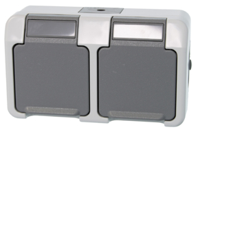 Schneider Electric Aquastar spatwaterdicht geaard stopcontact dubbel horizontaal