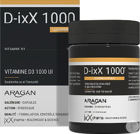 ixX Pharma D-ixX 1000 Vitamine D3 1000UI Système immunitaire 120 Capsules