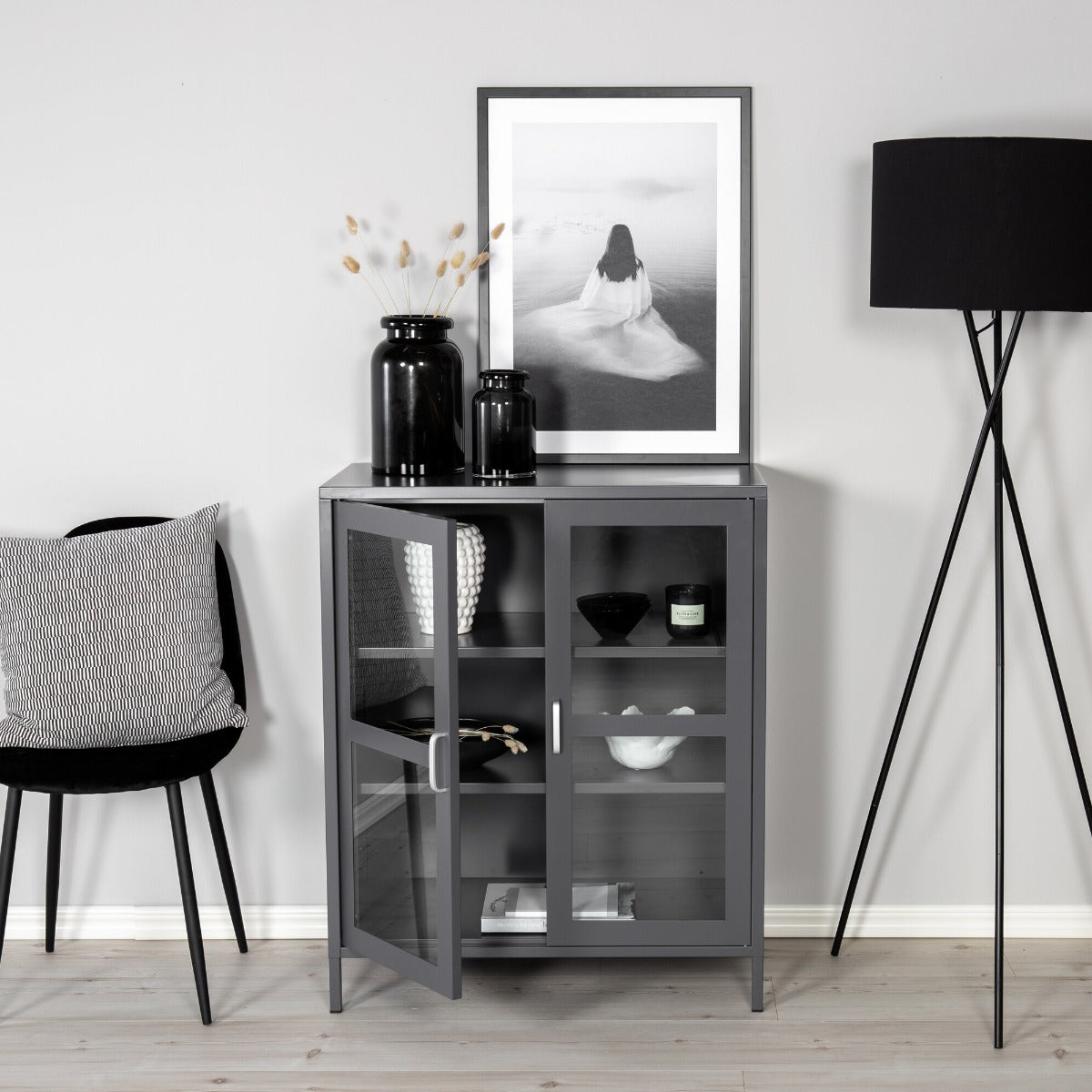 FjÃ´rd - Vitrinekast Grijs - 97x80cm - Acero