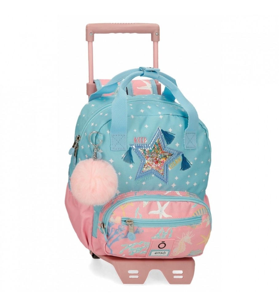 Mochila pequena com rodas Enso Keep The Oceans Clean - Azul