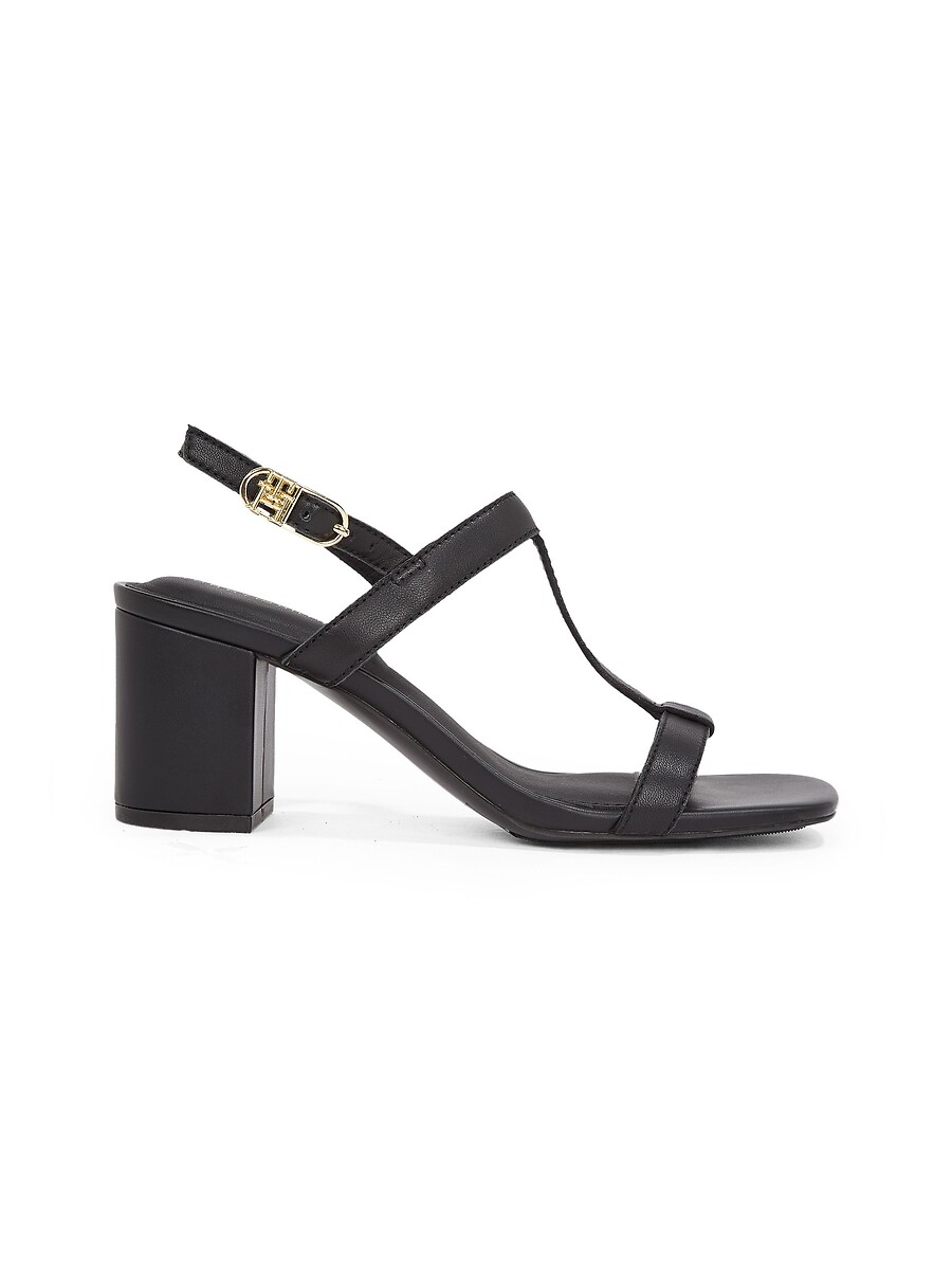TOMMY HILFIGER<br>Sandálias de couro com salto