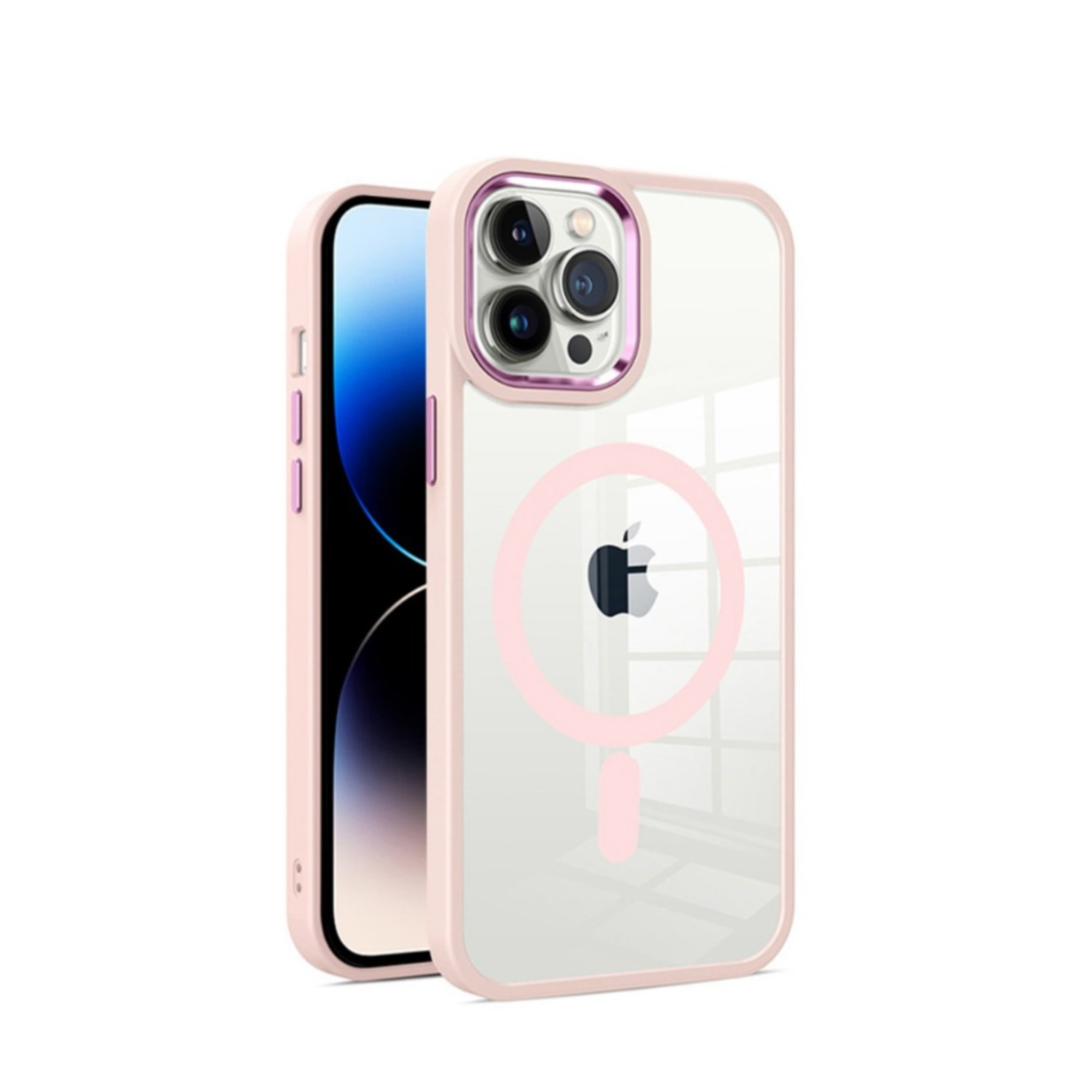 iPhone 14 Pro Max MagSafe Hybrid Hardcase Hülle   TPU Bumper - Rosa