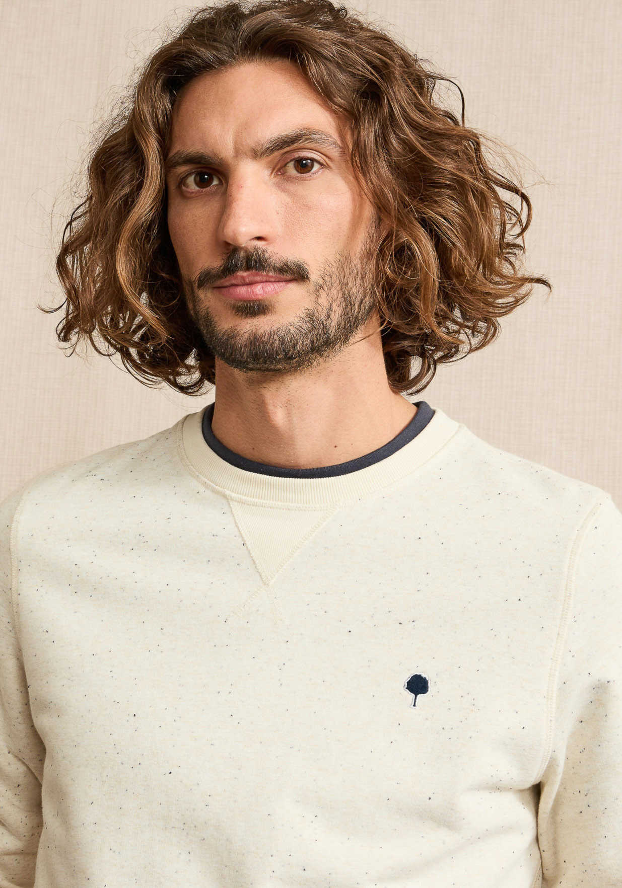 Faguo Pullover Donon Sweat Knit Ecru/Navy