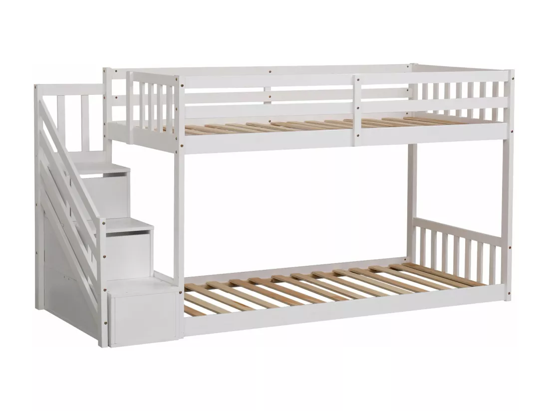 Lits superposés pour enfants 190x90cm blanc CELESTINE - HAPPY GARDEN