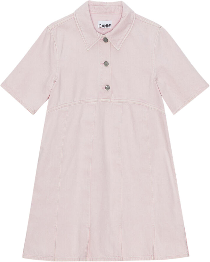 Ganni Overdyed Denim Mini Dress Chalk pink