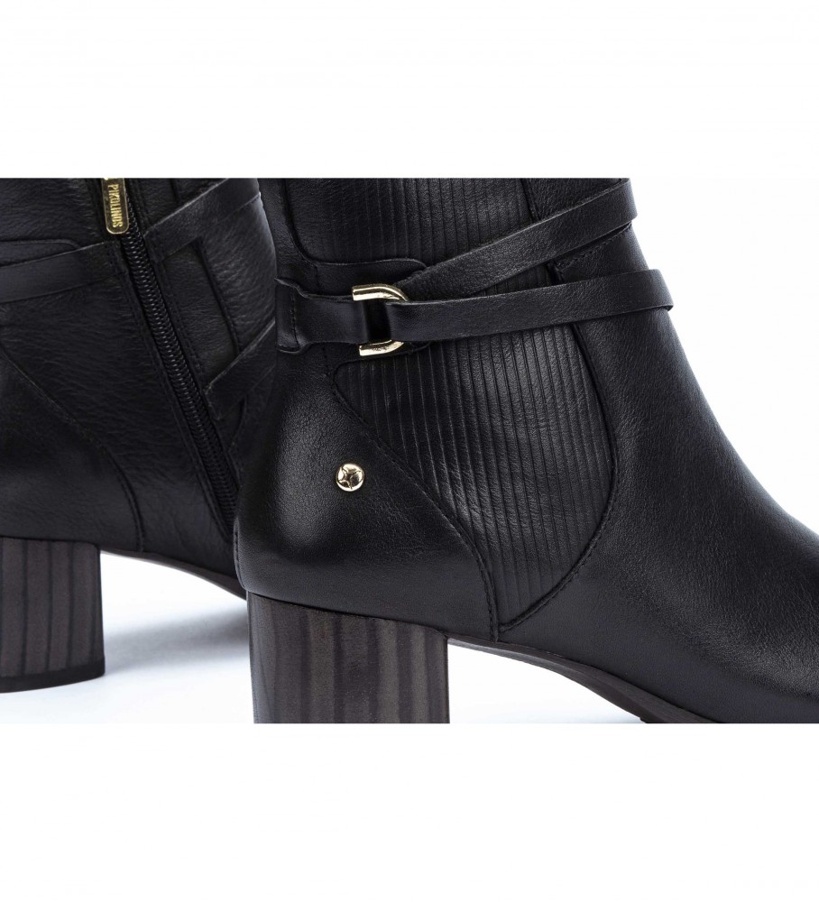 Botas de tornozelo Pikolinos Calafat W1Z-8841 em couro preto