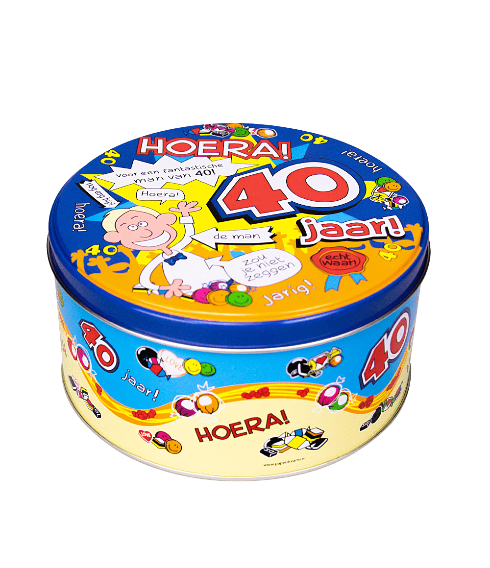 Snoeptrommel 40 Jaar Man 14cm