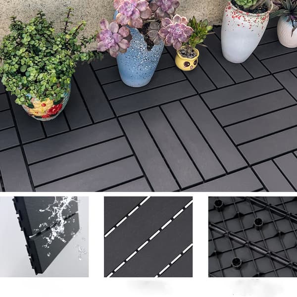 INF Modulære terrassegulvfliser i tre-plastkompositt, 12 stk. Brun