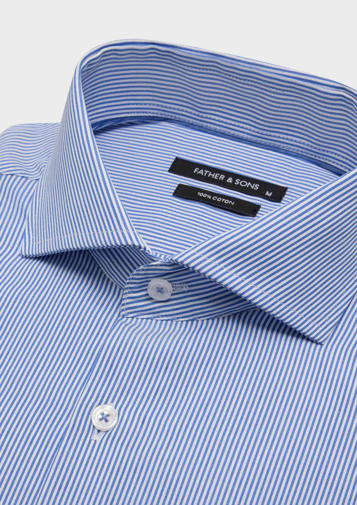Chemise habillée Slim en popeline de coton blanc à rayures bleu classique