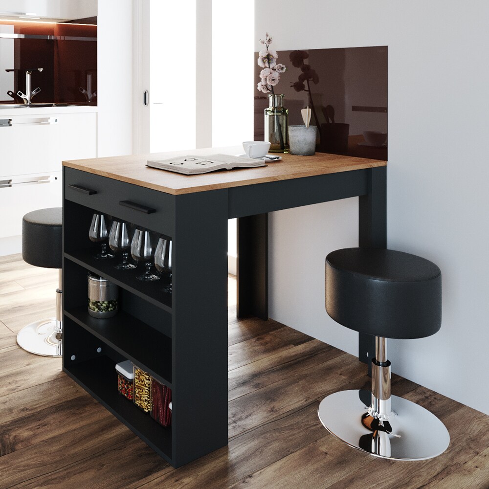 VICCO Bartisch REPOSE Tresen Tisch Regal Bistrotisch Schublade Eiche Anthrazit
