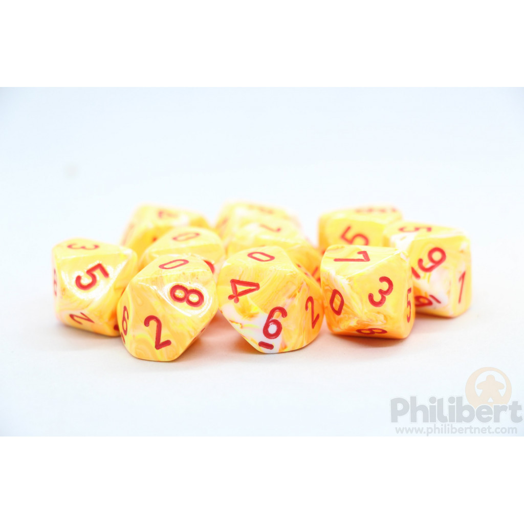 Set de 10 Dés 10 Faces Chessex : Festive