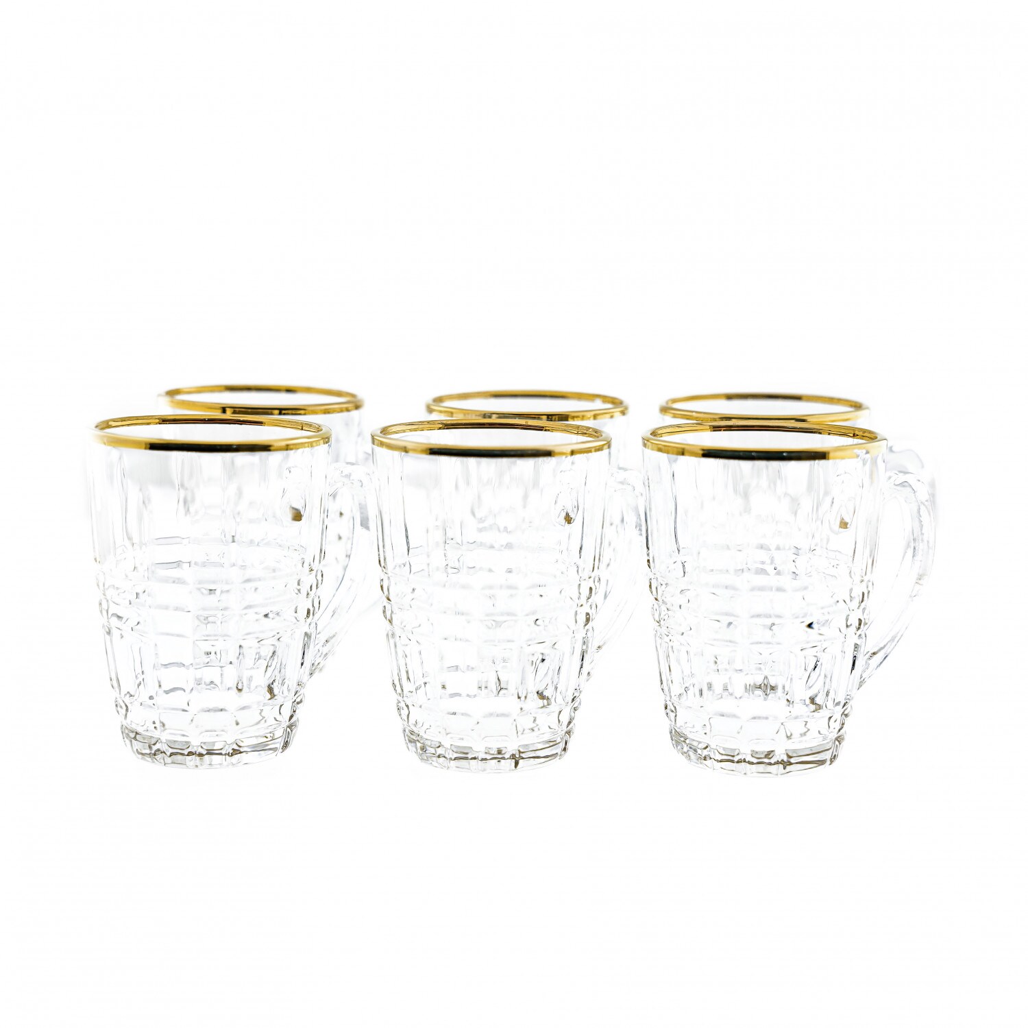 Sunay 6er Gläser-Set mit Henkel Gold Umrandung 203 ml Transparent