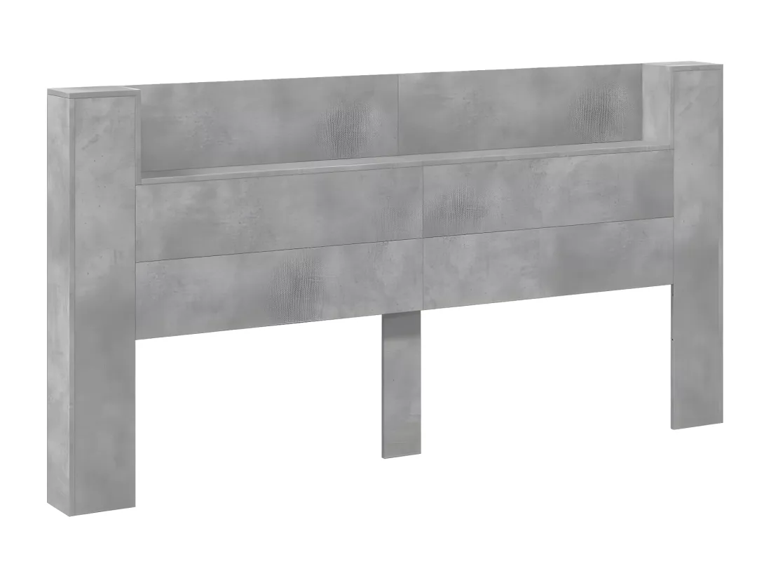 Armoire tête de lit avec LED gris béton 180x16,5x103,5 cm