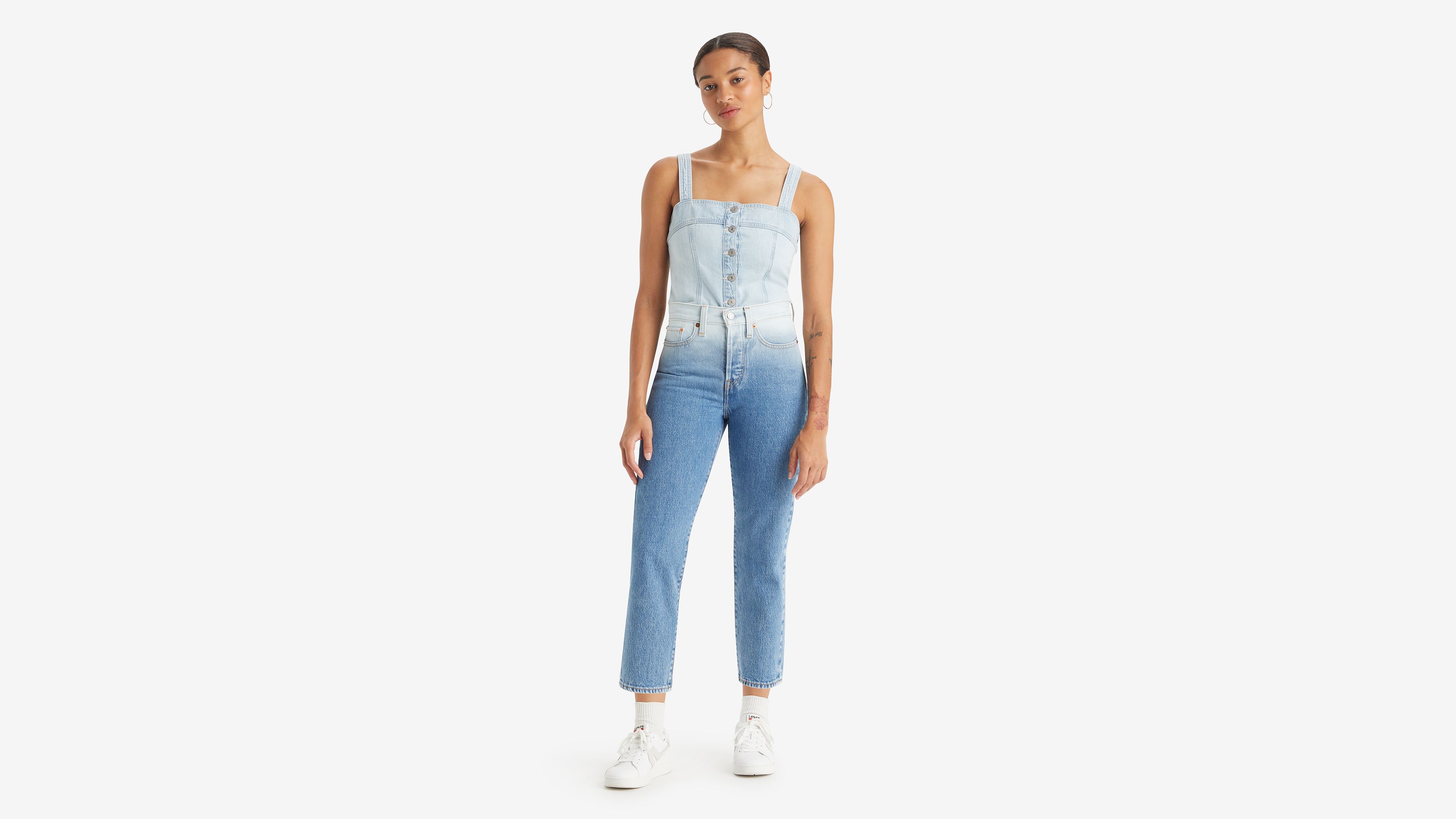 Jean Wedgie Straight - Snowlight - Bleu
