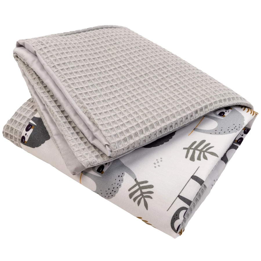 Ullenboom Wickelauflagenbezug Waffelpique Motiv Grau Faultier 75 x 85 cm