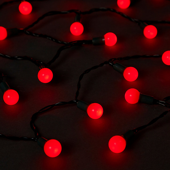 Guirlande lumineuse LED intérieure et extérieure rouge câble vert 8 fonctions 13,52 m décor boule