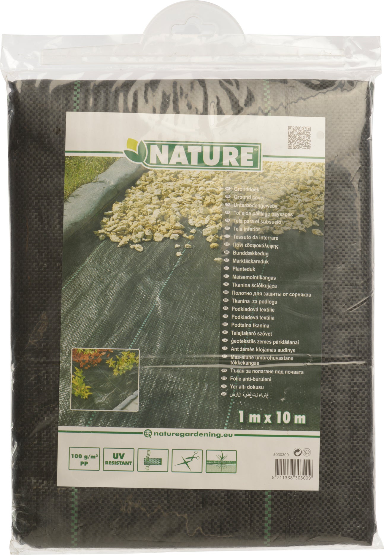 Nature gronddoek 1 m x 10 m zwart