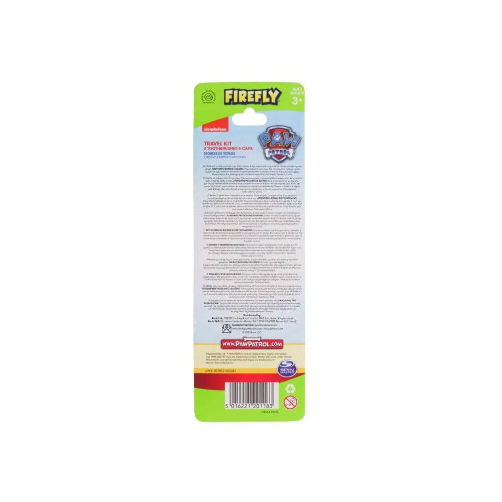 Firefly - Set mit 2 Zahnbürsten mit Kappe Paw Patrol