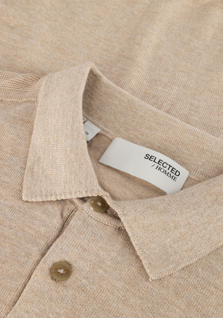 SELECTED HOMME beige selected homme polo slhberg ss knit polo noos