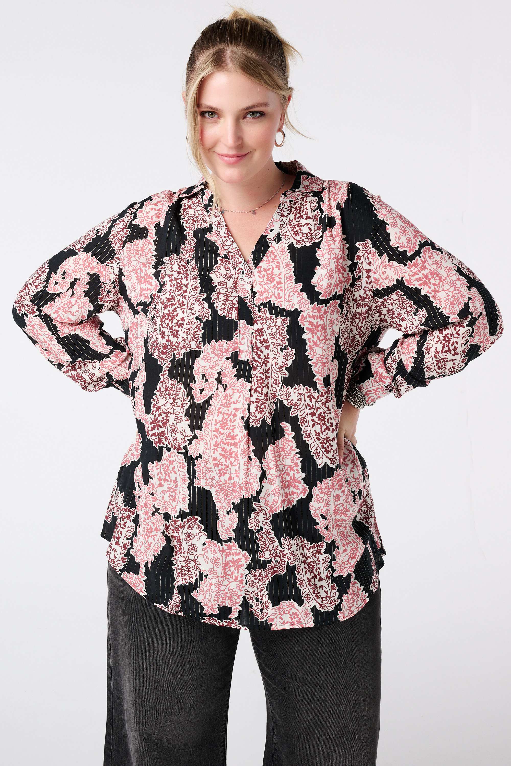 Blouse met print Multi Bessen rood