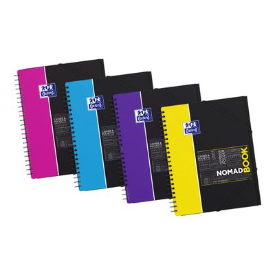 Oxford Etudiants - Cahier Nomadbook A4+ (24 x 29,7 cm) avec pochettes 3 rabats - 160 pages - grands carreaux (Seyes) - double spirale - disponible dans différentes couleurs