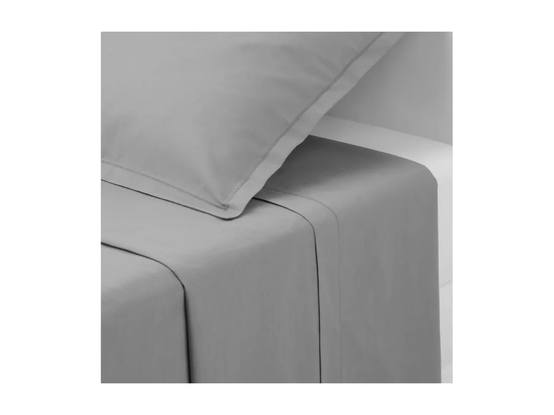 Drap 1 Personne en Coton Gris souris 180 x 290 cm