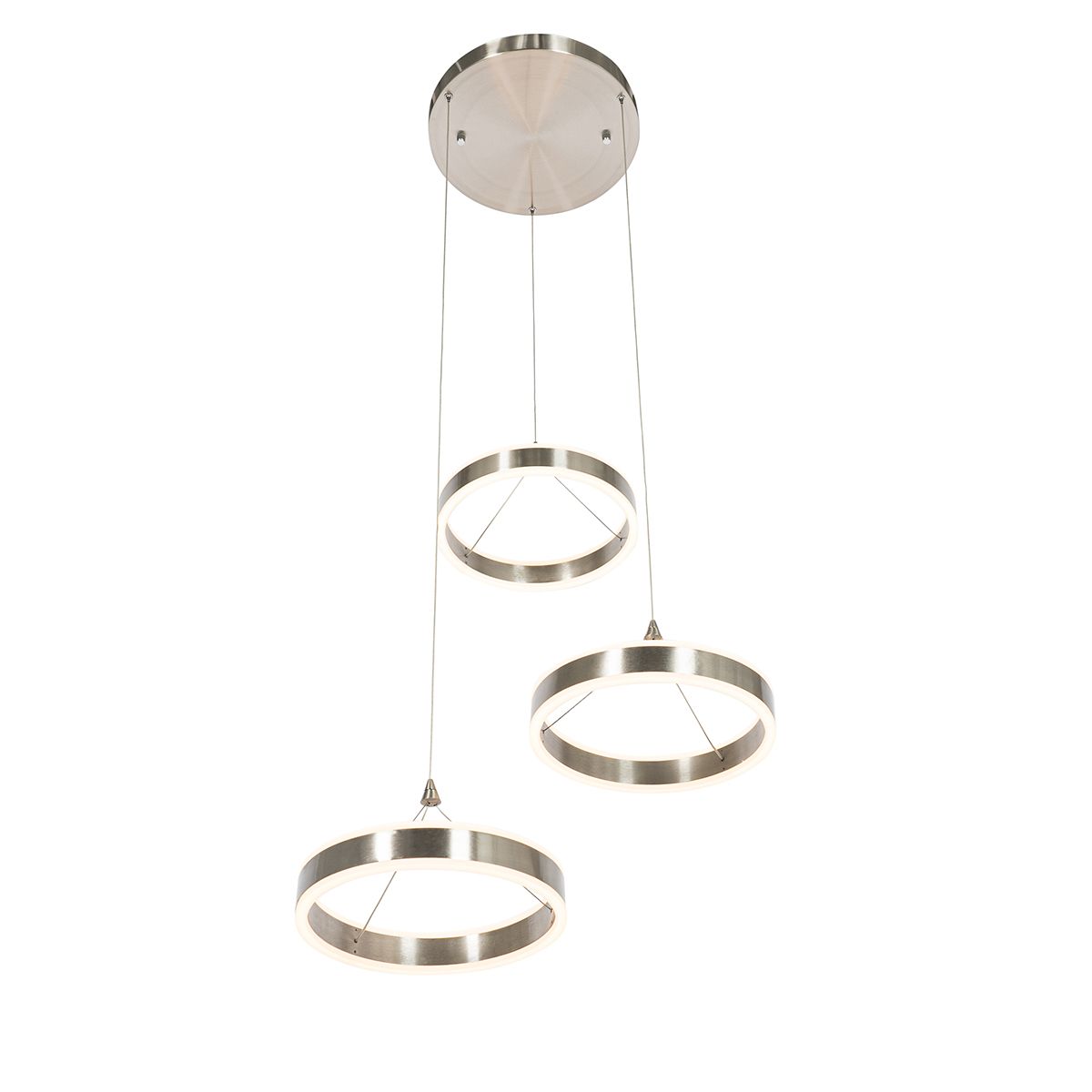 Hanglamp staal rond incl. LED 3-staps dimbaar 3-lichts - Lyani