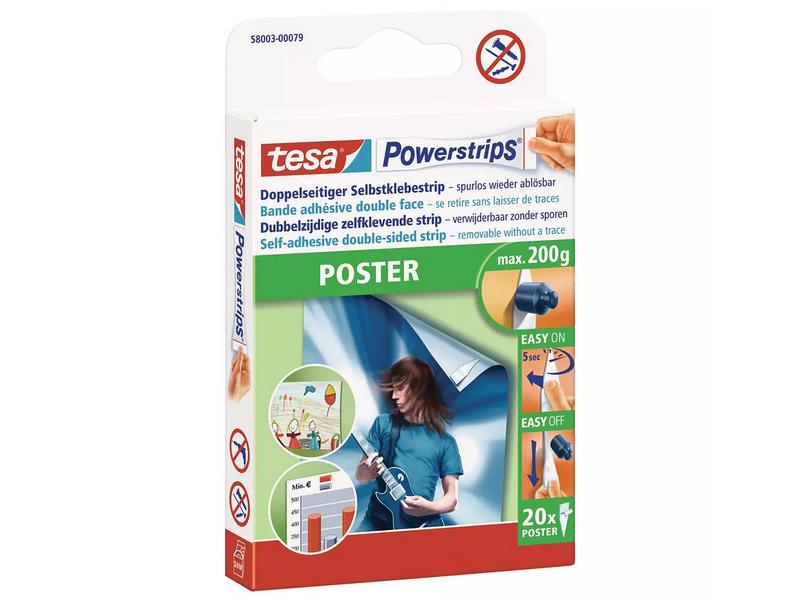 tesa Klebestreifen Poster 20 mm x 40 mm Poster-Klebestreifen