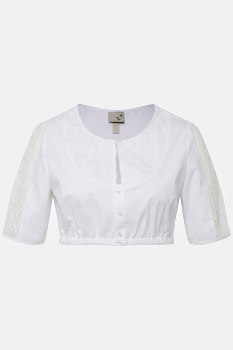 Dirndlbluse, Spitzendetail, Rundhals, Halbarm