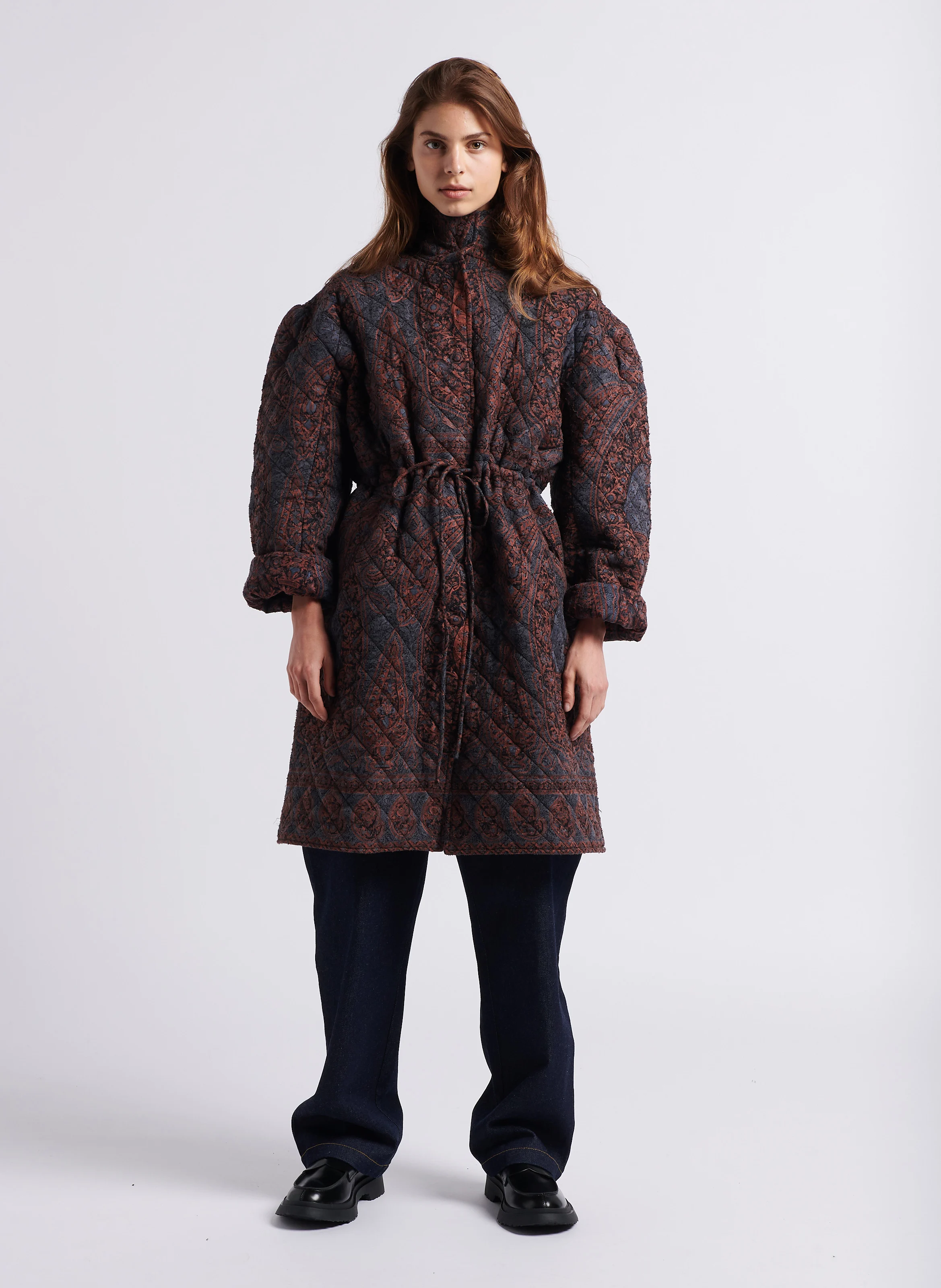 TAJARO - Manteau col montant matelassé en coton | Noir