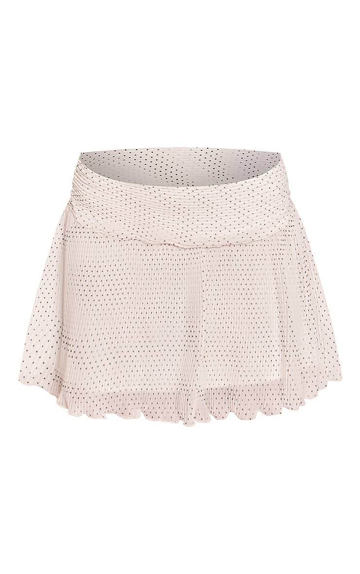 Blanc Ensemble Jupe Plissée À Pois