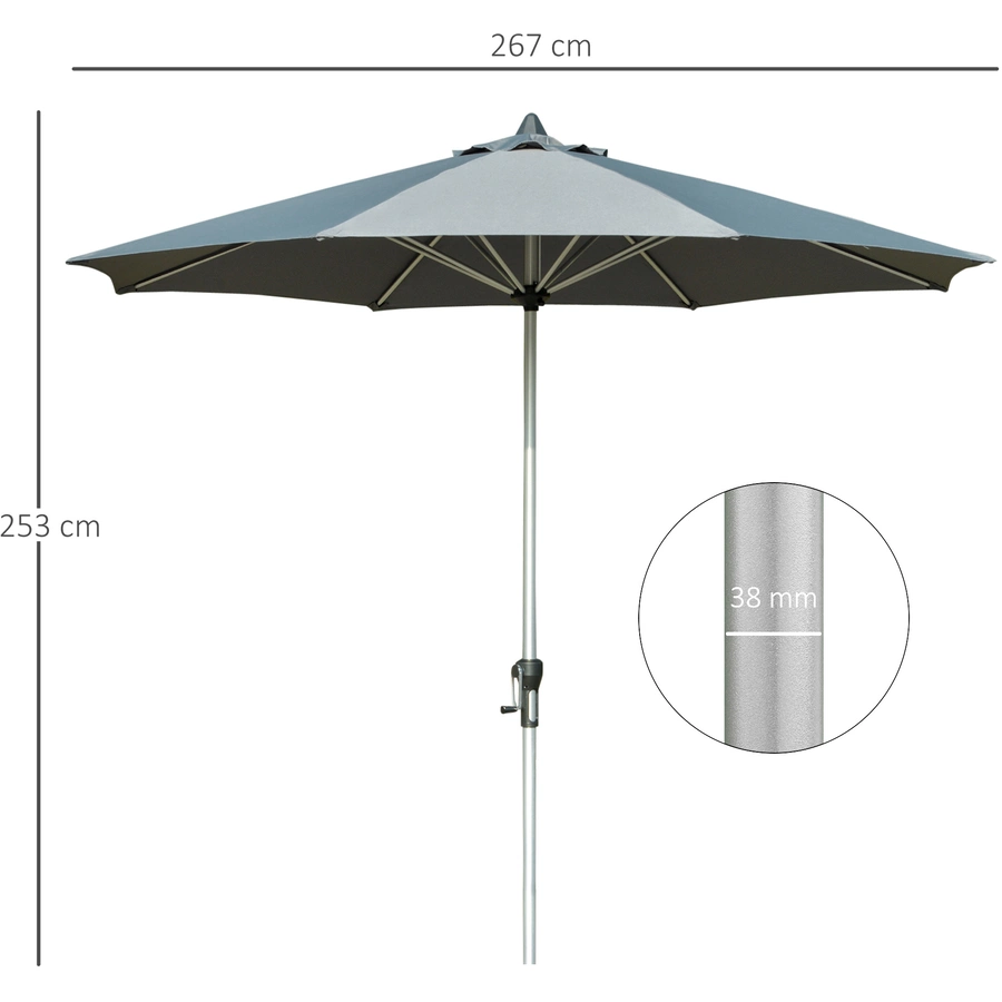 Outsunny Sonnenschirm mit Entlüftung grau