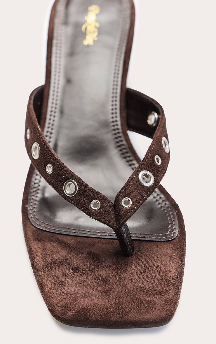 Chocolat Mules Tongs À Détails Œillets En Synthétique