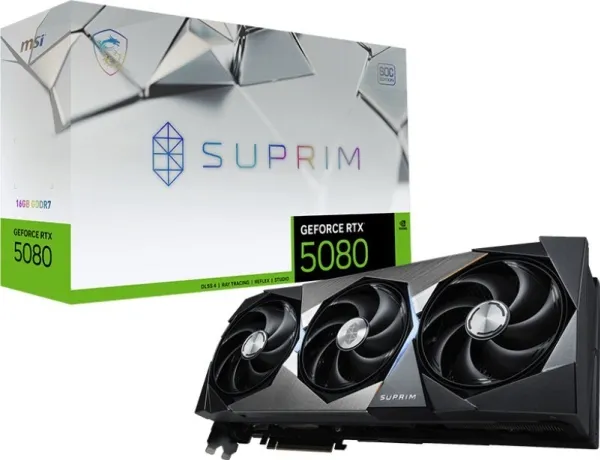 MSI GeForce RTX 5080 16G SUPRIM SOC - Grafikkort - GeForce RTX 5080 - 16 GB GDDR7 - PCIe 5.0 x16 - 3 x DisplayPort, HDMI