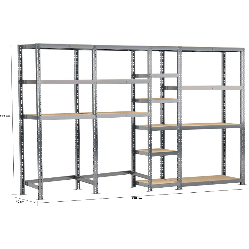 Rayonnage MODULO - Module 4 étagères - 16 plateaux