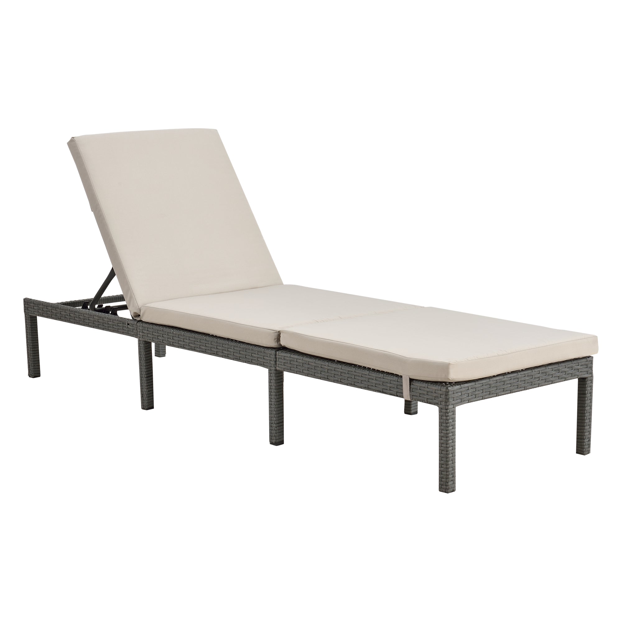 Transat bain de soleil cartes avec coussin acier polyester 198 x 60 x 27 cm gris foncé beige