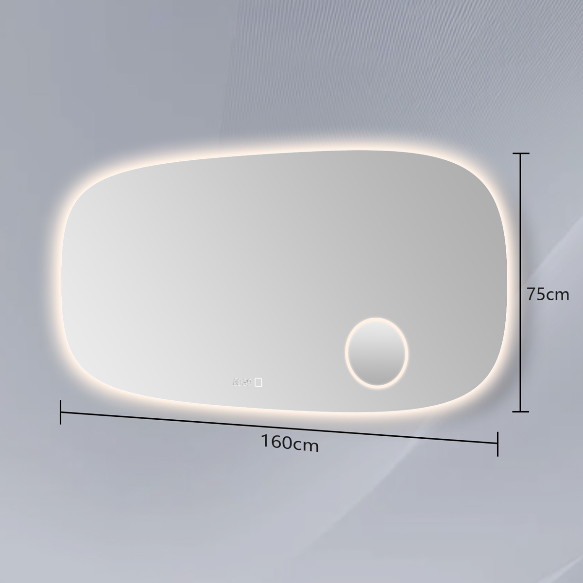 Saniclear Shave Deens ovale spiegel 160x75cm met verlichting, verwarming en vergrootglas